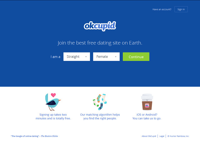 OKCupid.com homepage